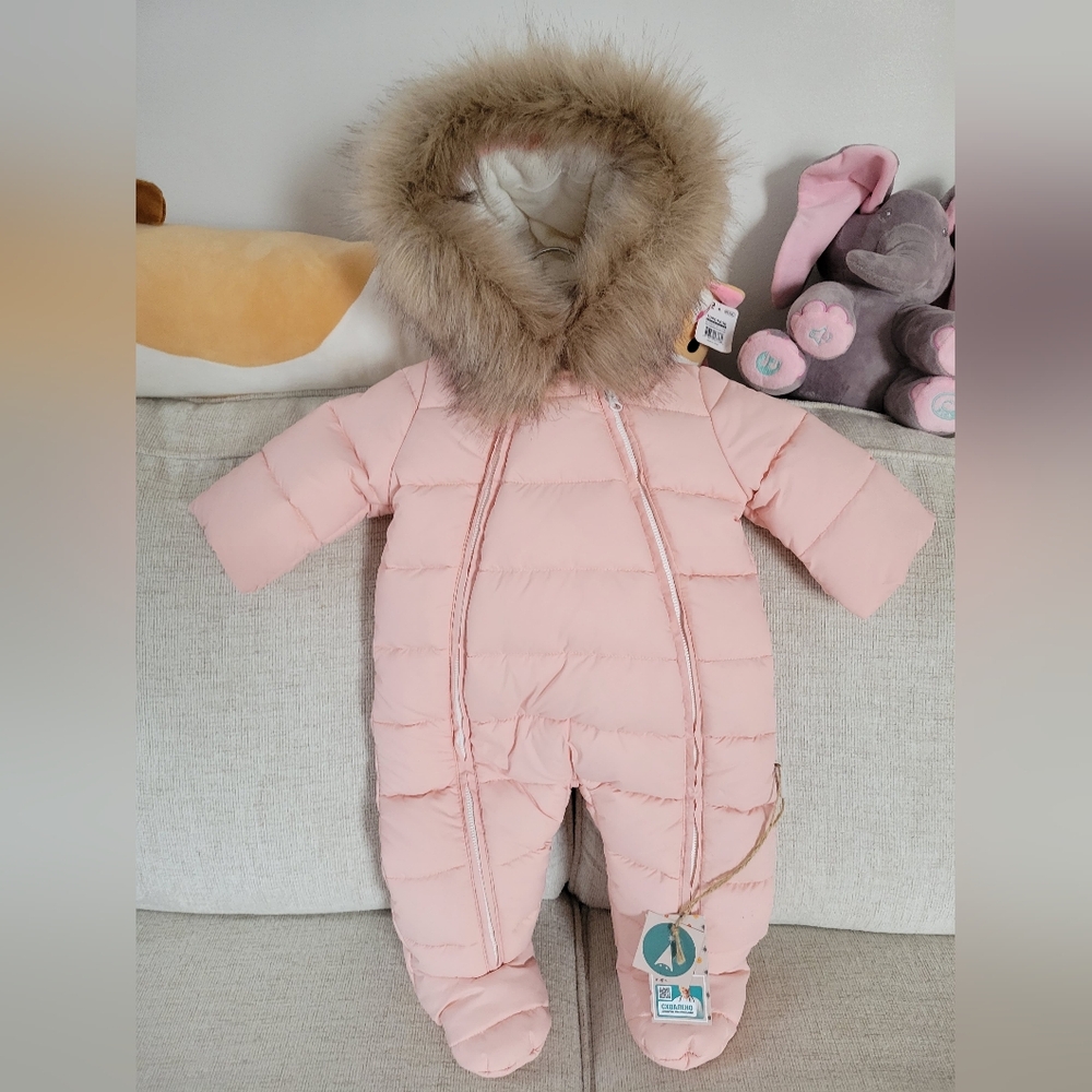 Pink Hooded Footed Snowsuit For Baby